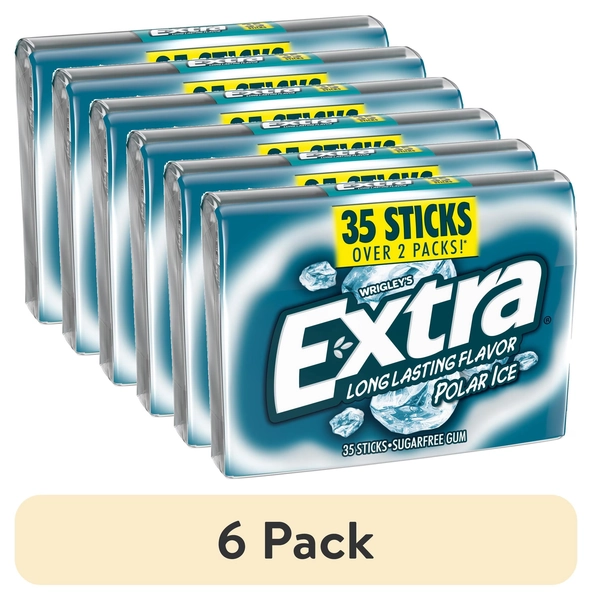 (6 pack) Extra Polar Ice Sugar Free Chewing Gum - 35 Count pack - Walmart.com