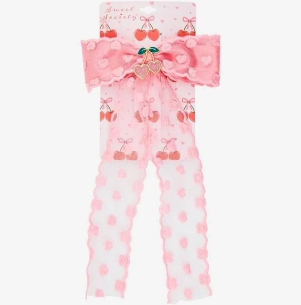 Sweet Society Heart Lace Cherry Hair Bow