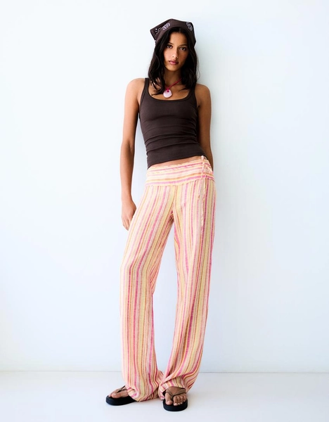 Striped trousers with linen