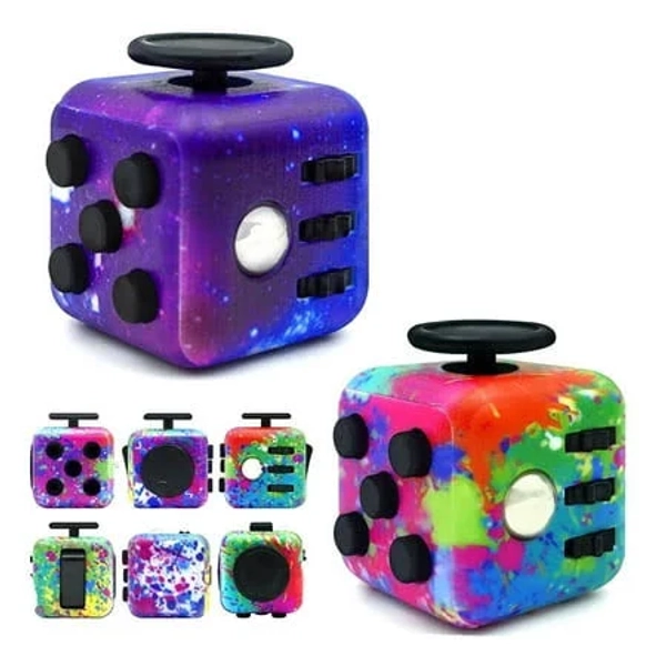 Fidget Toy Cube 6 Sided Stress Relief Focus Toy for Adults