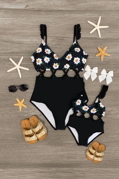 Mom & Me Floral Criss-Cross One Piece Swimsuit