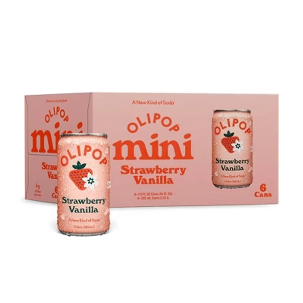 OLIPOP Mini's Strawberry Vanilla Soda - 6pk/7.5 fl oz Cans