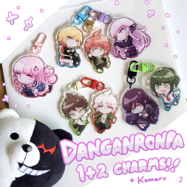 RESTOCKED - DANGANRONPA 1+2 (and Komaru) GRADIENT Charms!! - 2.5 Inch, Acrylic, Front Side Epoxy, 2 Side Different Expression! - Etsy