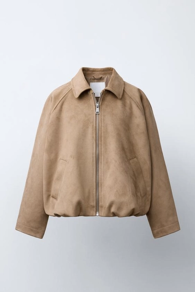 FAUX SUEDE BALLOON JACKET