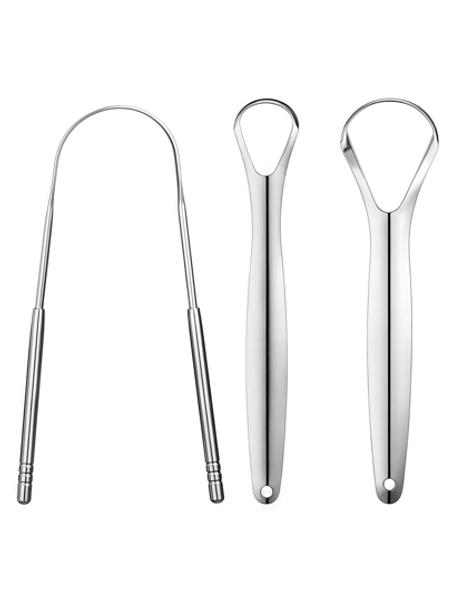 Stainless Steel Tongue Scraper, Adult Tongue Cleaner, Portable Tongue Cleaning Tool, 3pcs Tongue Scrapers Set, Oral Hygiene Tool For Bad Breath, Tongue Coating, Mouth Clean, Living Room Home Bedroom Bathroom House Decor, Travel Stuff, Wedding, Party, Birthday, Gifts For Men Mom Dad Friends,Women&Girls, New Years, Funny Gift,Easy To Carrying, Set For Travel, Vacation, Beach, Summer Style, Back To School Gift
