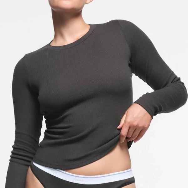 Skims Women's Long Sleeve Cotton Rib T-Shirt