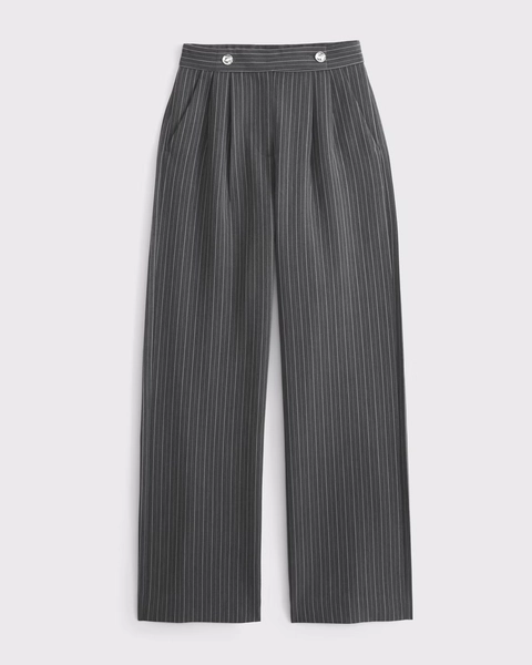 Curve Love A&F Sloane Tailored Hardware Wide Leg Pant