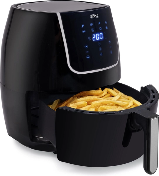 Airfryer XXL - Eden ED-7012 - Heteluchtfriteuse XXL – Inhoud: 6 liter – Digitale bediening - Braden, grillen, bakken, roosteren én frituren tot 80% minder vet - 1400gr friet