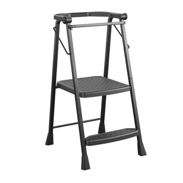 COSCO 2-Step Kitchen Stepper™ Folding Step Stool, Premium Safety Series, Ages 4+, Black