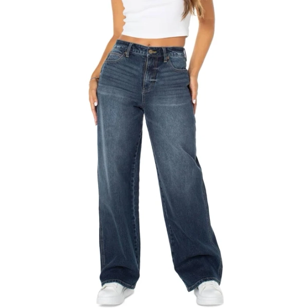 Celebrity Pink Juniors' High Rise Baggy Wide-Leg Curvy Jeans