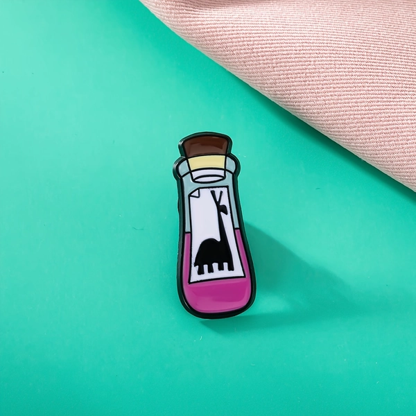 Whimsical Camel Kuzco Magic Potion Bottle Enamel Pin - Vibrant Cartoon Animal Design, Durable Metal Brooch for Women's Fashion Accessories, Daily Wear & Vacation Outfits, Outfit Embellishment, Playful Design