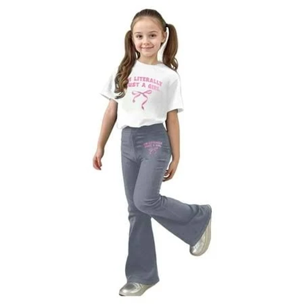 Xiyon Girl Clothes Stylish Girls Casual Outfit Flared Pants With Short Sleeve Top Comfortable Playwear 2 Piece Summer 9-10 Years, Girl's, Gray