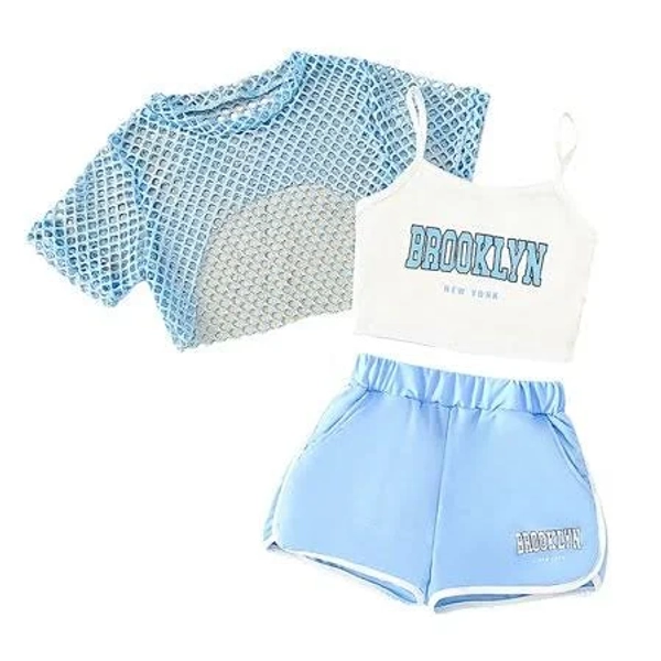 Girls Casual Loose Fit Sleeveless 3 Piece Set