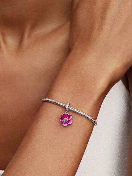 Hibiscus Dangle Charm | Pendant | Sterling silver | Pandora US