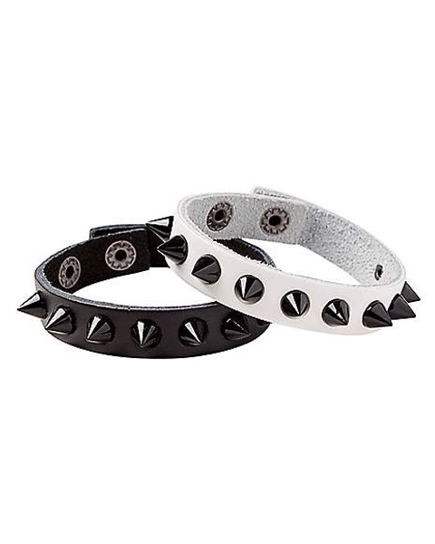 Black and White Spike Bracelets - 2 Pack