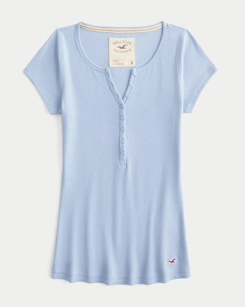 Short-Sleeve Rib Henley