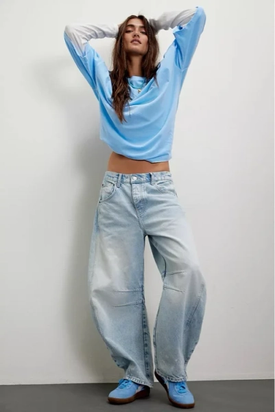 We The Free Good Luck Mid-Rise Barrel Jeans