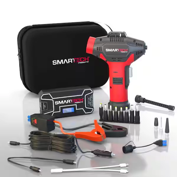 Smartech Products Power Kit TECH-5000P Vehicle Jump Starter and Power Bank with Accessories + Air Compressor + Carrying Case TECH-5000P