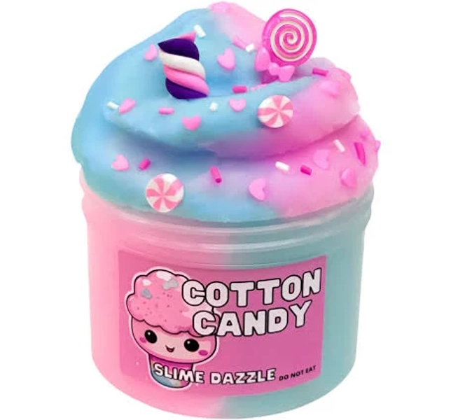 Cotton Candy Blue & Pink Cloud Slime – Cotton Candy Scented Slime with Candy, Gummy Bear Charms & Sprinkles – Beginner Friendly Drizzly Texture 8 Fl