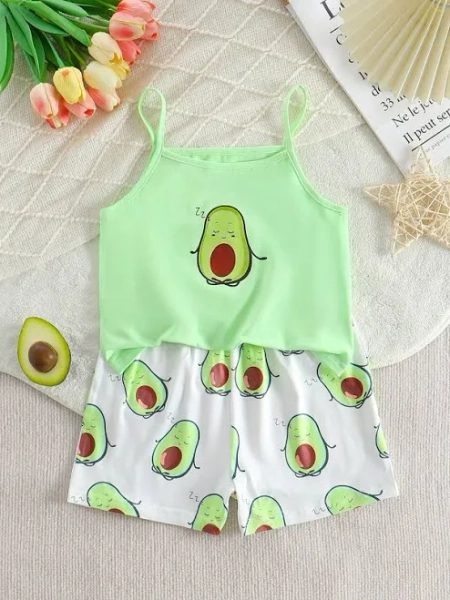 SHEIN Tween Girl Sleeveless Camisole Top & Shorts Outfit Set