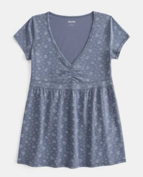 Short-Sleeve Banded Babydoll Top