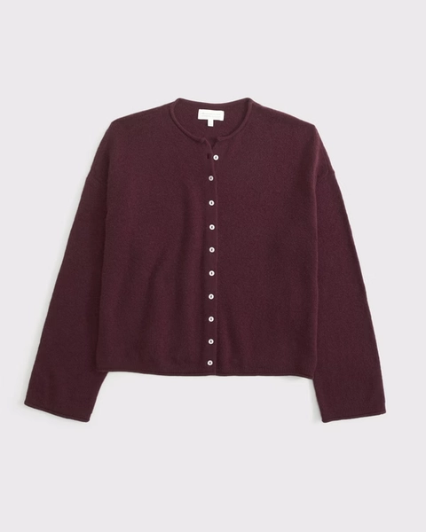 Merino Wool-Blend Roll Neck Cardigan