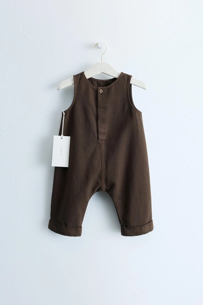 6-9 Months - ZARA TIMELESS - PLAIN TWILL DUNGAREES - Dark brown - 1-3 months (62 cm)