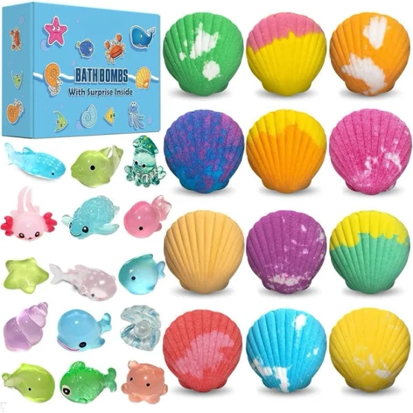 12 Pack Shell Bath Bombs for Girls Boys Birthday Easter Christmas Halloween