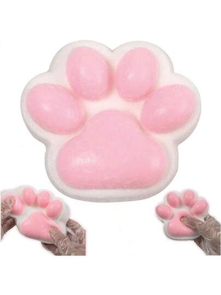 Large Cat Paw Taba Squishy Big Squeeze Toys 5-Inch Strawberry Pink Cute Fufu Squishy Sensory Stress Relief Fidget Toys For Party Favors Sensory Anxiety Toys For Adults (Strawberry)
