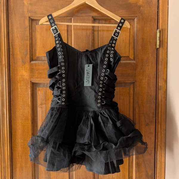 NWT Widow DollsKill Black gothic mini dress with...