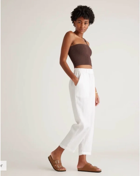 100% European Linen Pants in White