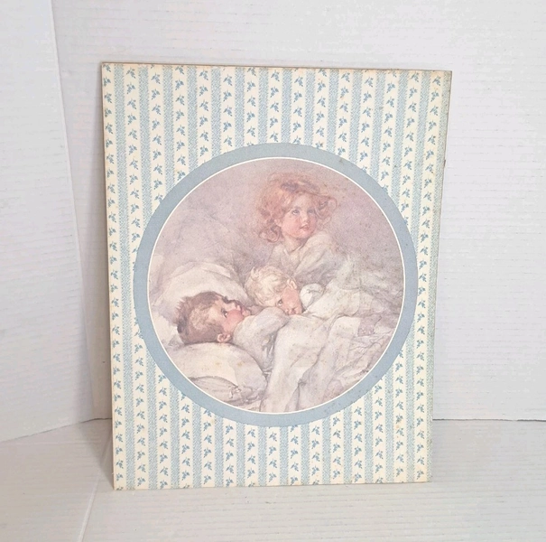 Vintage 14"x11" Print Art Sleeping Children Bedtime Scene Unframed Nursery Decor
