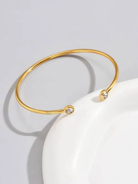 Un set di apertura in stile giapponese e coreano con due bracciale in acciaio inossidabile da donna di lusso leggero, personalità semplice e strass, adatto per l'uso quotidiano