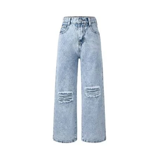 Zhangder Girls Wide Leg Baggy Denim Pants