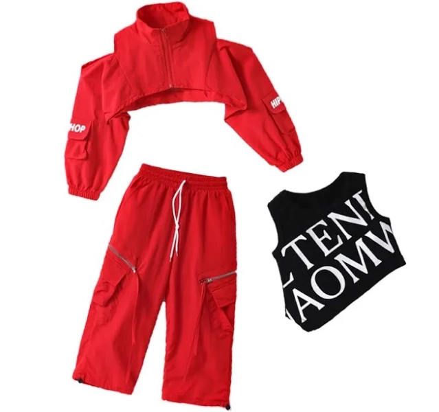 New Girls Hip Hop Dance Costume Crop Tops and Pants Set