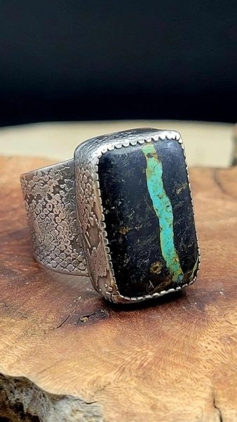 Handmade Blackjack Turquoise and Sterling Silver Ring. Size 11.5. Snake Skin Texture. - Etsy in 2025 | Silver jewelry handmade, Jewelry rings unique, Lapidary jewelry