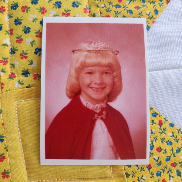 VTG Color Snapshot Photo 1970s Studio Portrait Little Blonde Girl Tiara Princess