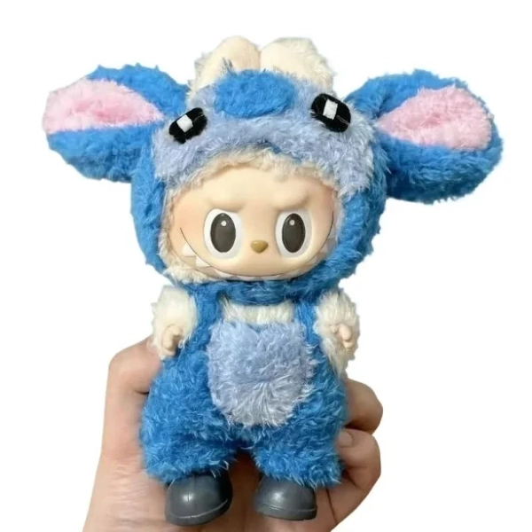 New 17cm Blind Box Labubu Costume Cosplay Changeable Handmade Frog and Pig Plush Set Skirt Labubu
