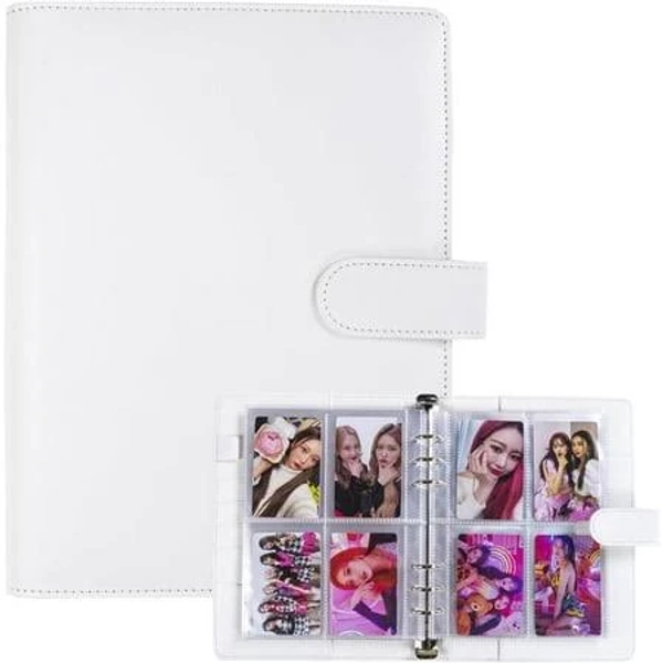 A5 Kpop Photocard Binder with 30 Pack 4-Pocket Card Pages, 6 Ring A5 Binder Card Collector Album with 240 Card Slots,PU Leather Binder Cover with