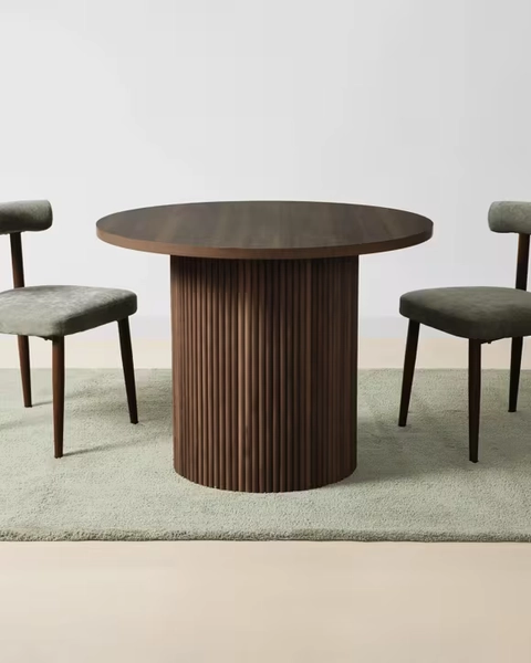 Ryan Ribbed Dining Table - Walnut - Walnut - One Size