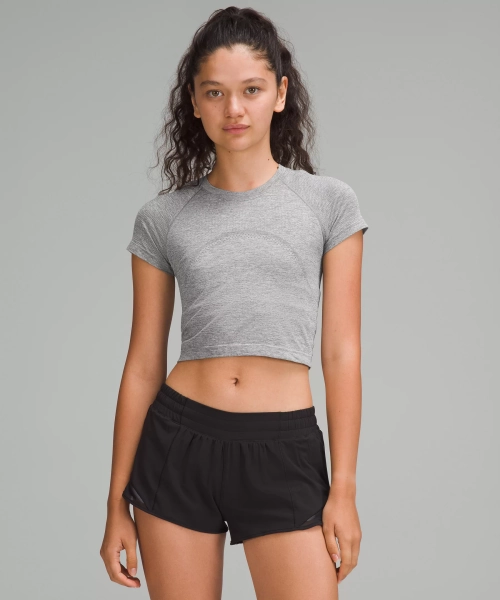Swiftly Tech Cropped Short-Sleeve Shirt 2.0 - Slate/White - 18