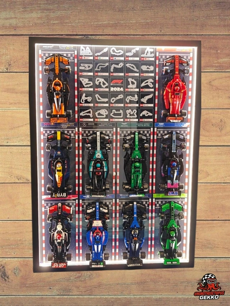 Wallmount for Lego F1 Speed Champions (50x70 cm)(with or without Led lights)