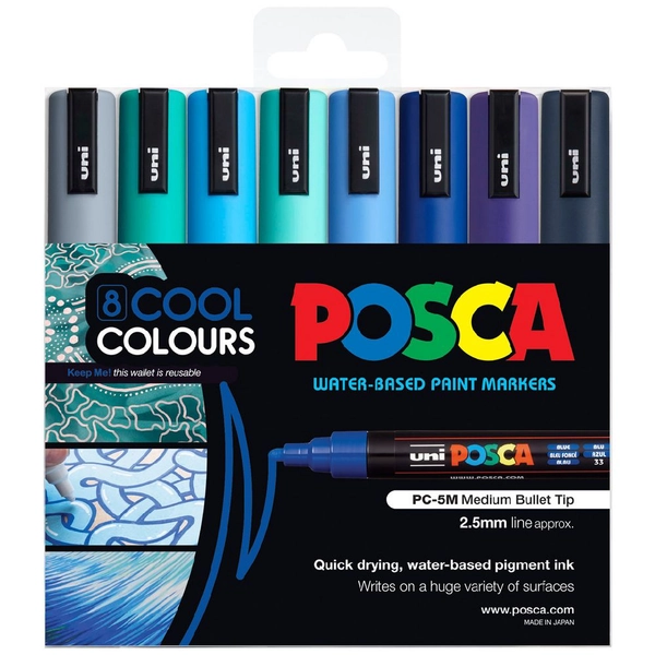 POSCA PC5M Paint Markers Cool Colours 8 Pack