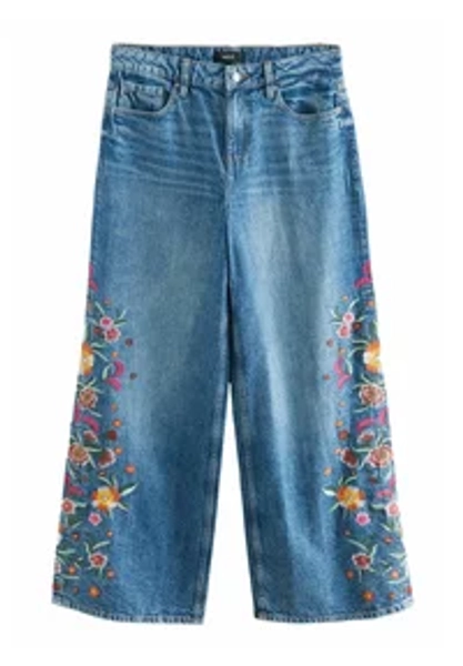 EMBROIDERED WIDE - Vaqueros a campana - mid blue