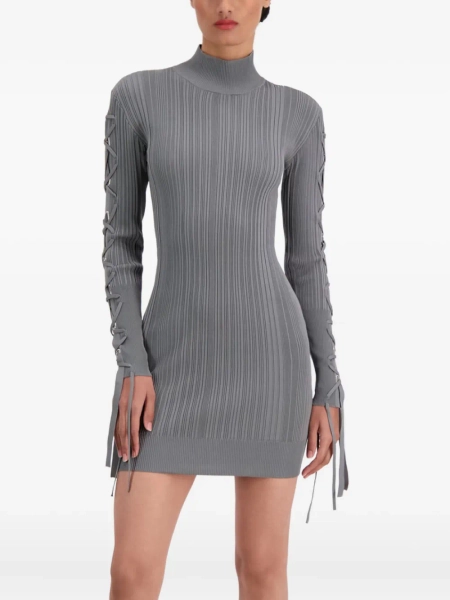Hervé Léger robe courte nervurée à détail noué | M