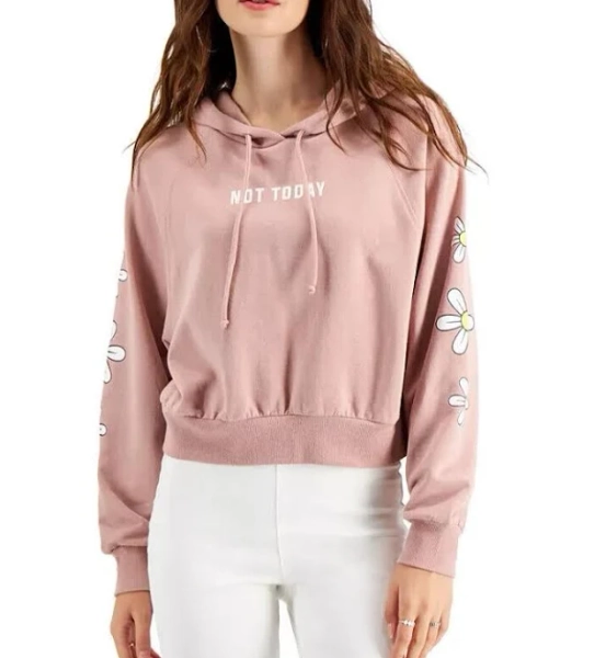 Rebellious One Juniors' Floral-Sleeve Sweatshirt
