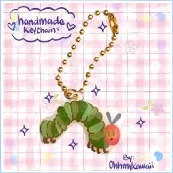 The Very Hungry Caterpillar Keychain | Sealed in Resin | Shrink Plastic Charm