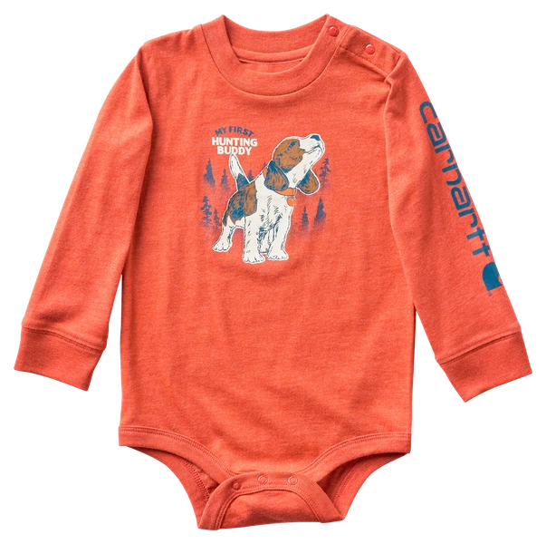 Carhartt My First Hunting Buddy Long-Sleeve Bodysuit for Babies - Burnt Brick Heather - 3 Months