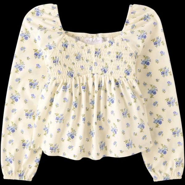 The Children's Place Girls Floral Smocked Peplum Top
