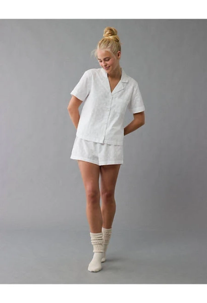 AE Women's Eyelet Button-Up Pj Set